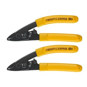 2 pieces cfs-3 fiber optic stripper 3 port hole fiber optic stripping tool with 6″ handle – hex key adjustable for jacket, buffer, and 125μm-250μm coating stripping