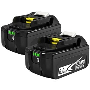 rocivic replace for makita 18v lithium-ion 6.0ah battery 2 packs, compatible with makita bl1820b bl1830b bl1840b bl1850b bl1860b cordless power tools, with led indicator