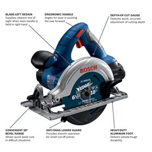 BOSCH GXL18V-601B25 18V 6-Tool Combo Kit with 2-in-1 Bit/Socket Impact Driver, Hammer Drill/Driver, Reciprocating Saw, Circular Saw, Angle Grinder, Floodlight and (2) CORE18V 4.0 Ah Compact Batteries