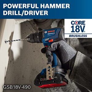 BOSCH GXL18V-601B25 18V 6-Tool Combo Kit with 2-in-1 Bit/Socket Impact Driver, Hammer Drill/Driver, Reciprocating Saw, Circular Saw, Angle Grinder, Floodlight and (2) CORE18V 4.0 Ah Compact Batteries