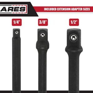 ARES 70001 - 6-Inch Impact Grade Socket Adapter Set - Turns Power Drill into High Speed Nut Driver - 1/4-Inch, 3/8-Inch, and 1/2-Inch Drive