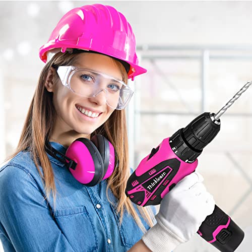 Pink Drill Set for Women, 137 Piece Hand and Power Tool Set with 12V Cordless Drill, Home Tool Kit for DIY, Necessities for Daily Decoration and Maintenance, As a Creative Gift for Ladies