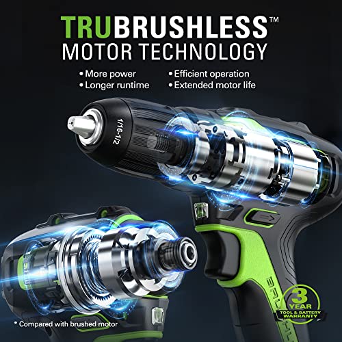 Greenworks 24V Cordless Drill Impact Driver Combo kit, 1/2” Drill & 1/4” Hex Impact Driver Brushless Power Tool Kit, Included 2 Batteries, 1 Charger, 8 pcs Bit Set & Bag