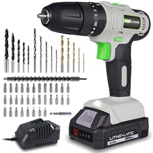 phalanx 20v cordless drill set – multifunctional 3-in-1 power drill set with battery and fast charger, 20+2 torque impact drill, 3/8″ chuck electric screwdriver hammer drill, 48 driver drill bits
