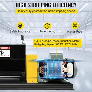 BestEquip Wire Stripping Machine 0.06" -1.5",Automatic or Hand-crank Wire Stripper Machine 11Holes & 10 Blades, Automatic Wire Stripping Tool Motor Rated Speed 1400Rpm,for Recycling Copper Wire