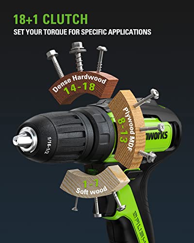 [Professional Grade] Greenworks 24V Max Cordless Brushless Drill + Impact Combo Kit, (2) 2.0Ah Batteries, FAST Charger, and Bag Included