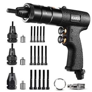 kiaruo pneumatic rivet nut gun m4,m5,m6 with replacement mandrels, rpm 1500 industrial grade pull rivnut gun modei:lm08 button switch