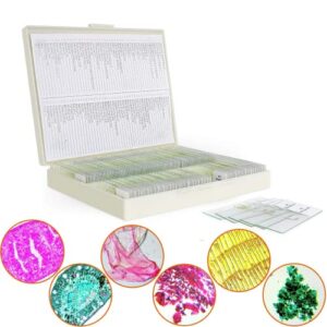 100pcs microscope slides with specimens, prepared microscope sample with insects plants animals for kids students science learning homeschool use