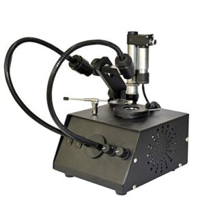 radical gemology gemstone diffraction prism spectroscope w scale on professional stand with dual fibre optic light, transmitted halogen, scale illuminator & gem clamp