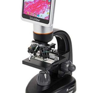 Celestron – TetraView LCD Digital Microscope – Biological Microscope with a Built-In 5MP Digital Camera – Adjustable Mechanical Stage –Carrying Case and 2GB Micro SD Card