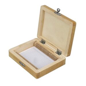 amscope wood microscope slide storage box, holds up to 25 blank, prepared slides