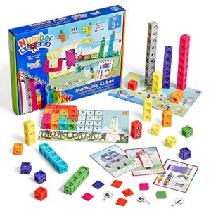 hand2mind mathlink cubes numberblocks 1-10 activity set, 30 preschool learning activities, building blocks for toddlers 3-5, counting blocks, linking cubes, math counters for kids, educational toys