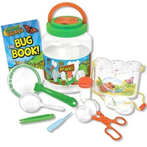 nature bound bug catcher with habitat bucket and 7 piece nature exploration set – includes critter box, activity booklet, net, magnifier, tweezers, jar, petri dish, and more