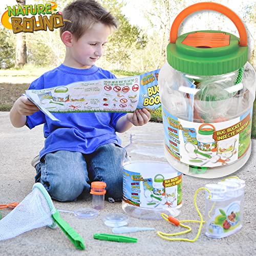 Nature Bound Bug Catcher with Habitat Bucket and 7 Piece Nature Exploration Set - Includes Critter Box, Activity Booklet, Net, Magnifier, Tweezers, Jar, Petri Dish, and More