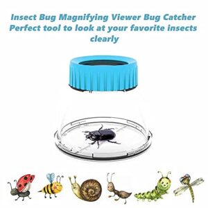 RORANIC 3X Magnifier Bug Viewer,Built-in 8 Air Holes 7cm Ruler with Blue & Red Slant Tweezers, Bug Catcher Kit for Kids Science Education Nature Exploration