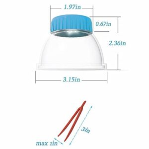 RORANIC 3X Magnifier Bug Viewer,Built-in 8 Air Holes 7cm Ruler with Blue & Red Slant Tweezers, Bug Catcher Kit for Kids Science Education Nature Exploration