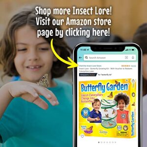 Insect Lore - Butterfly Growing Kit - Clear Front Facing Viewing Panel - Pre-Paid Voucher to Redeem Caterpillars Later – Life Science & STEM Education – Butterfly Science Kit