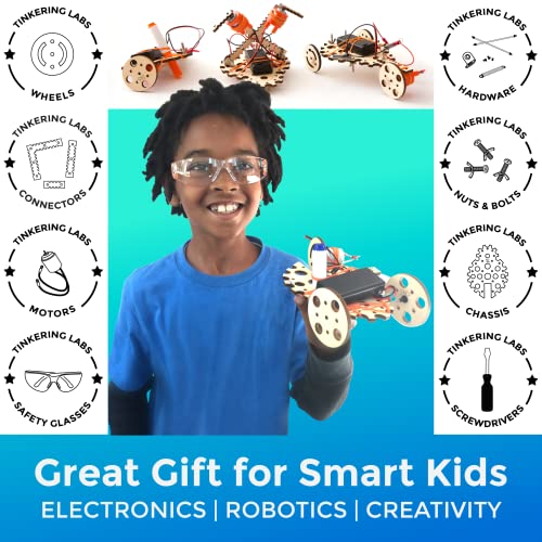 Tinkering Labs Robotics Engineering Kit | Designed by Scientists in USA | 50+ Parts | 10+ STEM Projects For Kids 8-12 | Learn Electronics, Science | Grow Creativity, Grit | Great DIY Inventor Toy Gift