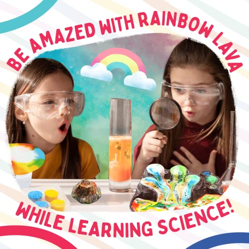 Playz Explosive Rainbow Volcano Kit for Kids with 23+ Science Chemistry Set Activities & Experiments, Glow in The Dark Learning & Education Toys, & Earth Science Kits for Kids Age 8-12, Boys, & Girls