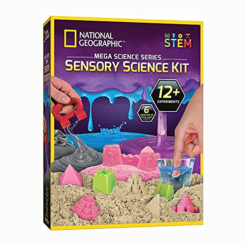 NATIONAL GEOGRAPHIC Sensory Science Kit - Mega Science Combo Kit for Kids, Includes Sensory Play Sand, Slime, Putty, and Other Sensory Experiments, Great Interactive Learning and Stress Relief Toy