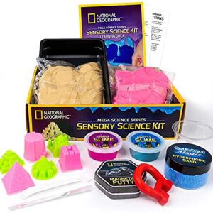 NATIONAL GEOGRAPHIC Sensory Science Kit - Mega Science Combo Kit for Kids, Includes Sensory Play Sand, Slime, Putty, and Other Sensory Experiments, Great Interactive Learning and Stress Relief Toy