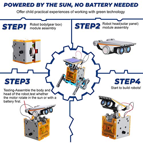 Tomons STEM Projects | 12-in-1 Solar Robot Toys, Education Science Experiment Kits for Kids Ages 8-12, 190 Pieces Building Set for Boys Girls
