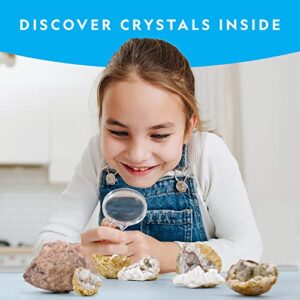 NATIONAL GEOGRAPHIC Break Open 10 Premium Geodes – Includes Goggles, Detailed Learning Guide & 2 Display Stands - Great STEM Science Gift for Mineralogy & Geology Enthusiasts of Any Age
