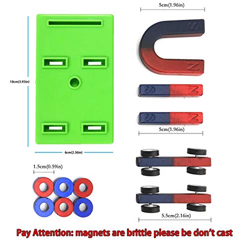 EUDAX Labs Junior Science Magnet Set for Education Science Experiment Tools Icluding Bar/Ring/Horseshoe/Compass Magnets