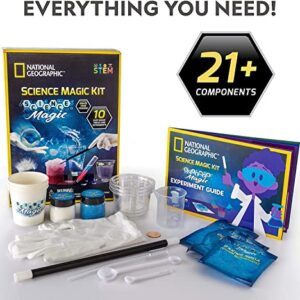 NATIONAL GEOGRAPHIC Magic Chemistry Set - Perform 10 Amazing Easy Tricks with Science, Create a Magic Show with White Gloves & Magic Wand, Great STEM Learning Science Kit for Boys and Girls