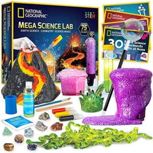national geographic mega science lab – science kit bundle pack with 75 easy experiments, featuring earth science, chemistry, and science magic activities for kids