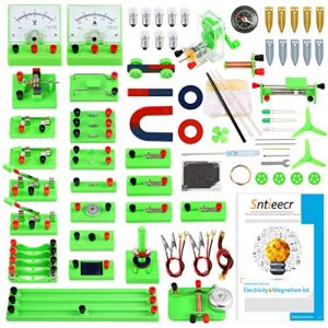 sntieecr stem physics electric circuit learning starter kit, science lab basic electricity magnetism experiment education kits for junior senior high school students electromagnetism exploration