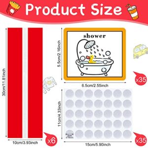 35 Pieces Visual Schedule Cards Routine Cards Home Chore Chart Routine Cards Autism Learning Materials with 35 Pieces Hook and Loop Dots for Kids, Classroom School (Red, Cute Style)