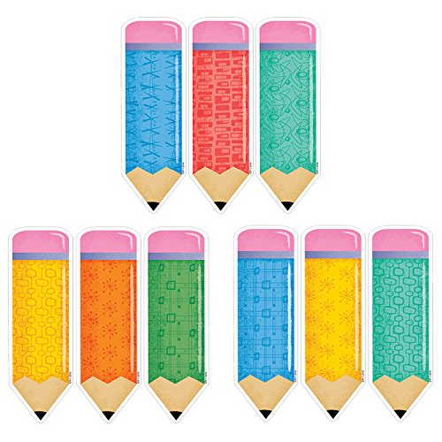 Creative Teaching Press Mid Century Mod Retro-Patterned Pencils 6" Cut-Outs (8464)