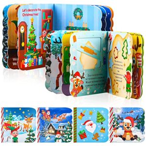 4 pcs christmas lift-a-flap board books a touch and feel children’s board book small shaped christmas board book christmas story book for kids babies toddler xmas present