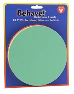 hygloss behavior cards – motivational for students & kids – red, yellow & green incentive cards for classroom – early childhood education material – pocket chart cards – 5” circles – pack of 75