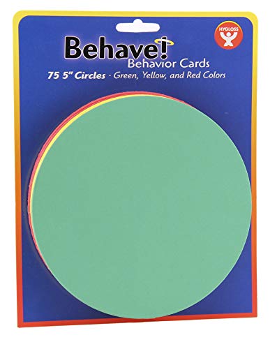 Hygloss Behavior Cards - Motivational for Students & Kids - Red, Yellow & Green Incentive Cards for Classroom - Early Childhood Education Material - Pocket Chart Cards - 5” Circles - Pack of 75