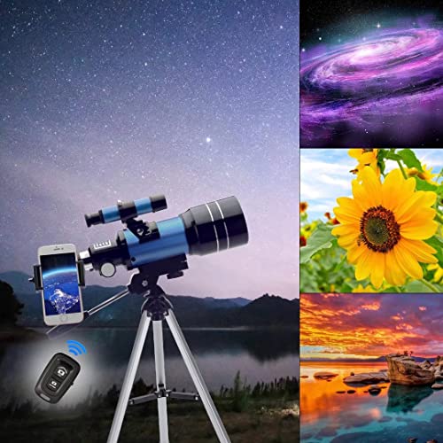 ToyerBee Telescope, 70mm telescopes for Adults Astronomy & Kids & Beginners, 300mm Portable Refractor Travel Telescope (15X-150X) with A Smartphone Adapter& A Wireless Remote, Astronomy Gifts for Kids