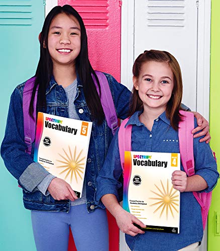 Spectrum Grade 4 Vocabulary Workbook, 4th Grade Vocabulary Covering Word Relationships, Sensory Language, Roots and Affixes, and Reading Comprehension Context Clues, Classroom or Homeschool Curriculum