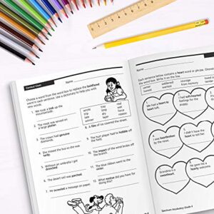 Spectrum Grade 4 Vocabulary Workbook, 4th Grade Vocabulary Covering Word Relationships, Sensory Language, Roots and Affixes, and Reading Comprehension Context Clues, Classroom or Homeschool Curriculum