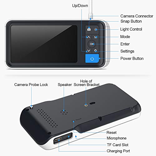 Digital Otoscope with 4.5 Inches Screen, Anykit 3.9mm Ear Camera with 6 LED Lights, 32GB Card, Ear Wax Removal Tool, Specula and 2500 mAh Rechargeable Battery, Supports Photo Snap and Video Recording