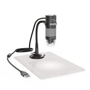 plugable usb digital microscope with flexible arm observation stand compatible with windows, mac, linux (2mp, 250x magnification)