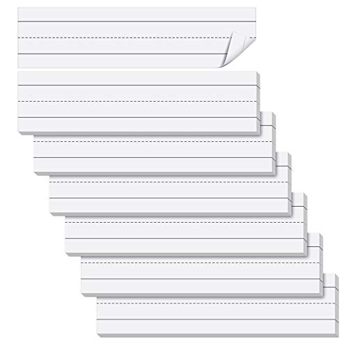 150 Sheets Sentence Strips for Teacher Word Strips Ruled Sentence Strips School Learning Sentence Strips, 3 x 12 Inch for School Office Supplies, 6 Pieces (White)