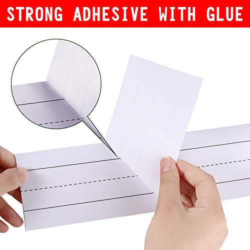 150 Sheets Sentence Strips for Teacher Word Strips Ruled Sentence Strips School Learning Sentence Strips, 3 x 12 Inch for School Office Supplies, 6 Pieces (White)