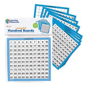 learning resources laminated hundred boards, dry-erase counting aid, set of 10, ages 5+, multicolor, model:ler0375
