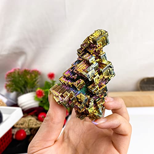 Natural Bismuth Ore,Rainbow Bismuth, Metal Crystal,Crystal Gifts,Mineral Specimen,Home Decoration,Rainbow Bismuth, Metal Crystal (Approx: 0.19-0.24Ib)
