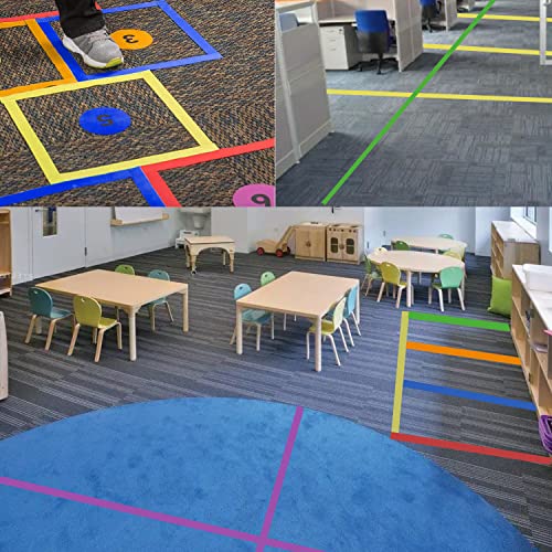 Unixing 6 Rolls 160 Feet Carpet Marker Strips for Classroom Nylon Carpet Strips Carpet Spots Strips Floor Carpet Markers for Teachers, Office, Social Distancing, Carpet Decor for Christmas Party