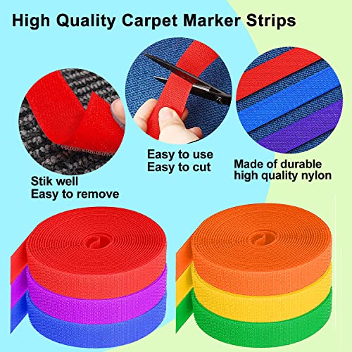 Unixing 6 Rolls 160 Feet Carpet Marker Strips for Classroom Nylon Carpet Strips Carpet Spots Strips Floor Carpet Markers for Teachers, Office, Social Distancing, Carpet Decor for Christmas Party