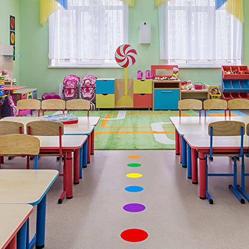 6Inch Vinly Floor Stickers Floor Dots for Classroom IKAYAS Classroom Floor Line Up Dots Spots 36pcs Removable Floor Decals Floor Markers for Classroom Preschool and Kindergarten Elementary 6 Colors