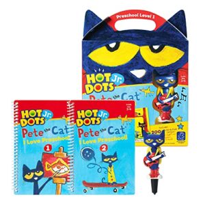 educational insights hot dots jr. pete the cat – i love preschool set with interactive pen, math & reading workbooks, 200+ multi-subject lessons, ages 3+