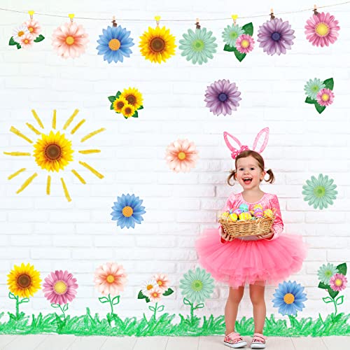 45 Pcs Summer Sunflower Cutouts Sunflower Bulletin Board Cutouts Sunflower Daisy Wall Decals with Glue Point Dots Sunflower Bulletin Board Decorations for School Birthday Party Baby Shower Home Decor